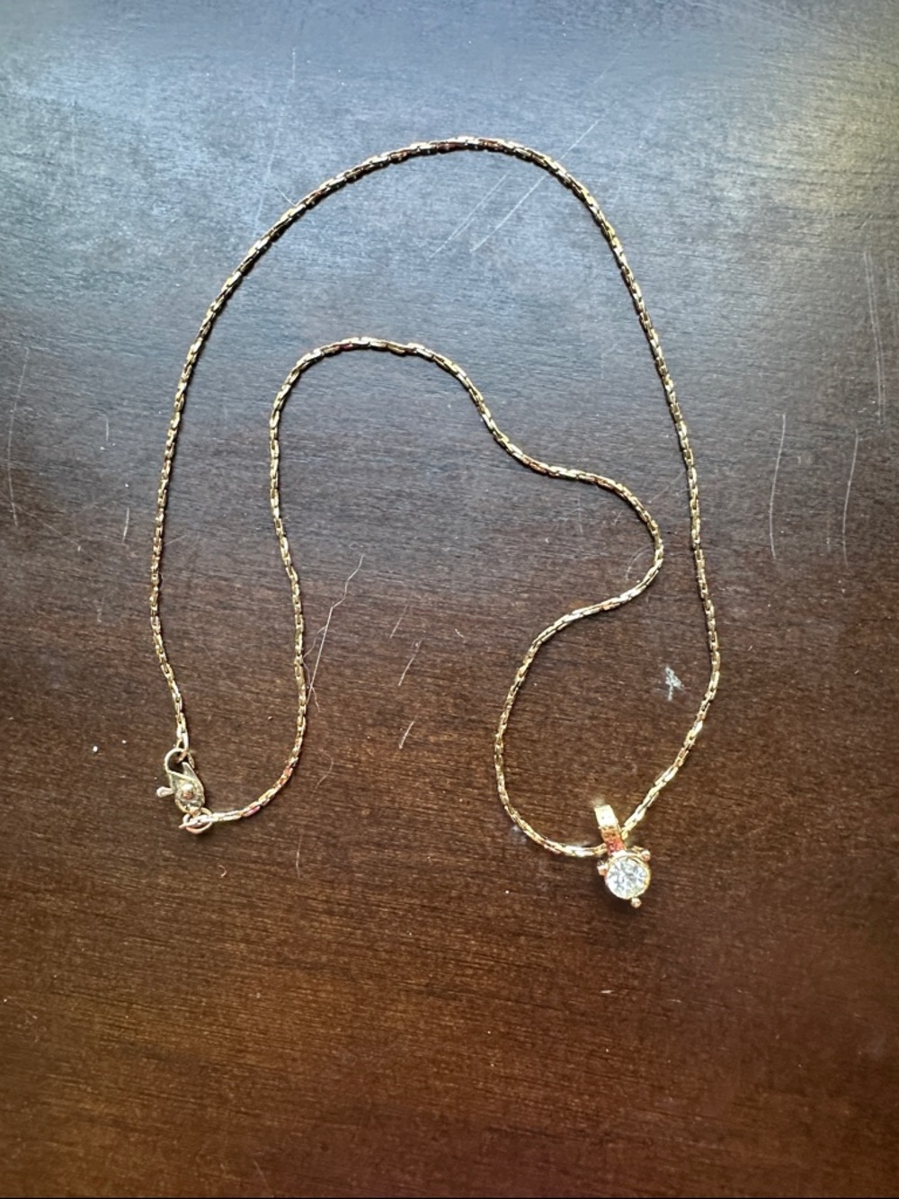 Gold Chain Necklace with Round Pendant